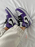 Женские кроссовки NIKE AIR JORDAN RETRO 1 PURPLE COURT FUR джордан зимние мех кожа фиолетовые