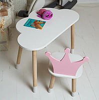Комплект столик Облачко для учебы и игры со стульчиком Корона розовая
