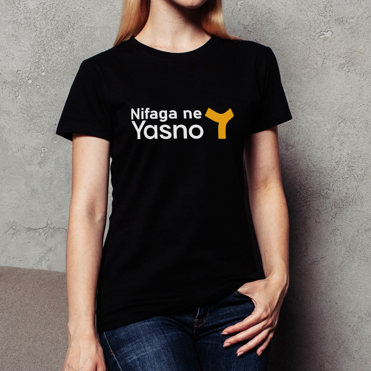 Футболка жіноча "Yasno", Чорний, S, Black, англійська, фото 1