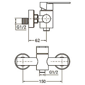 Змішувач HT Ø35 для душу SS AQUATICA HT-1D171P BF