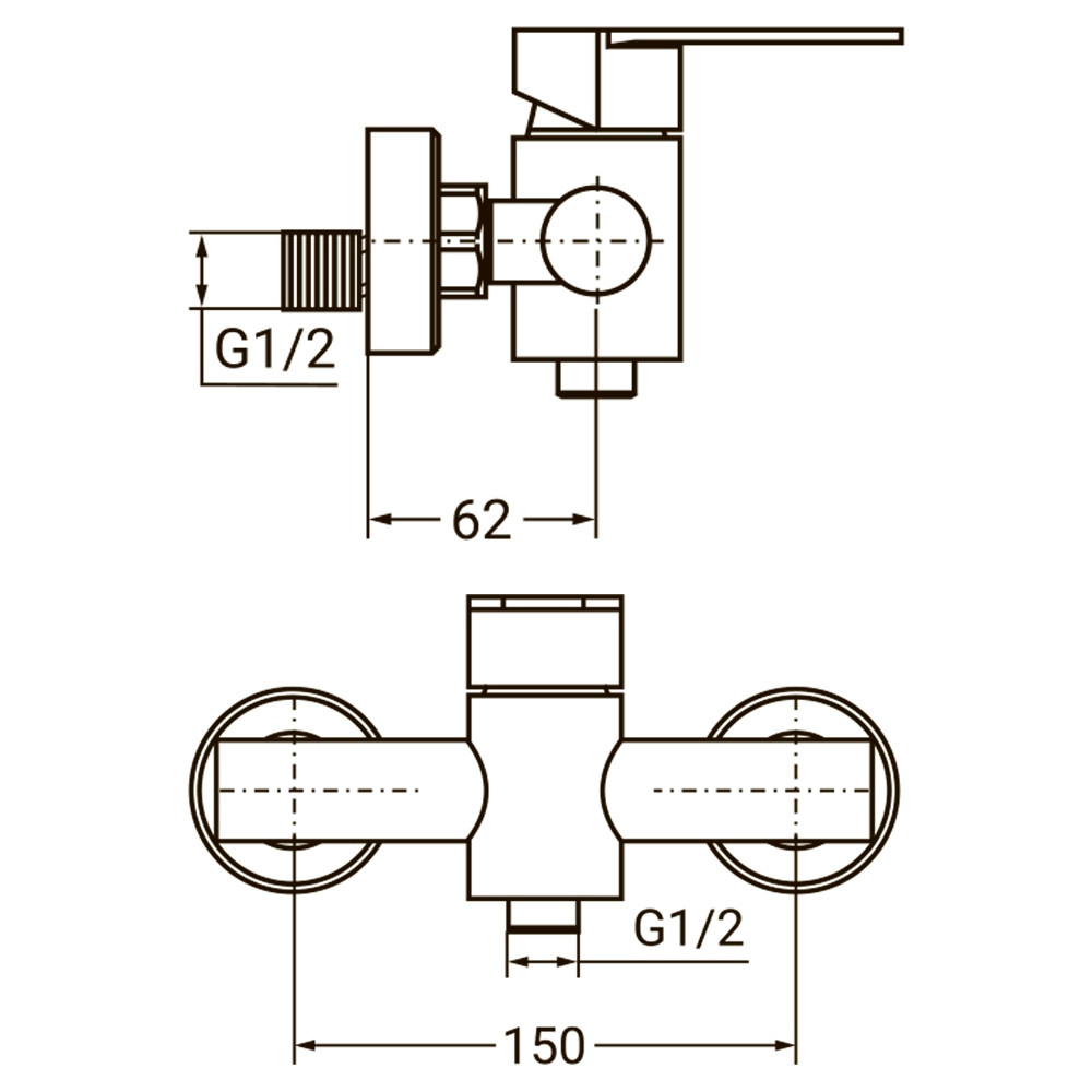 Змішувач HT Ø35 для душу SS AQUATICA HT-1D171P BF