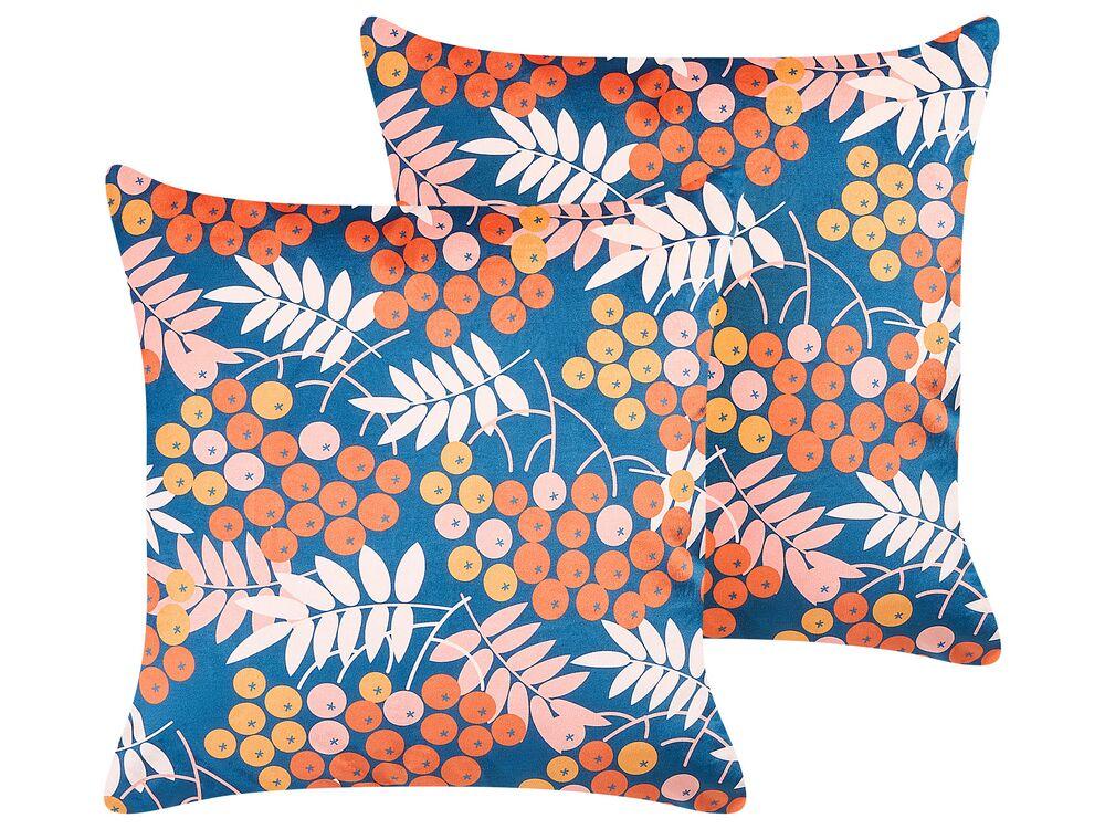 Набір з 2 оксамитових подушок 45 x 45 см, різнокольоровий SUMAC, фото 1