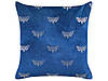 Набір з 2 оксамитових подушок з візерунком метелик 45 х 45 см синій YUZURI, фото 3