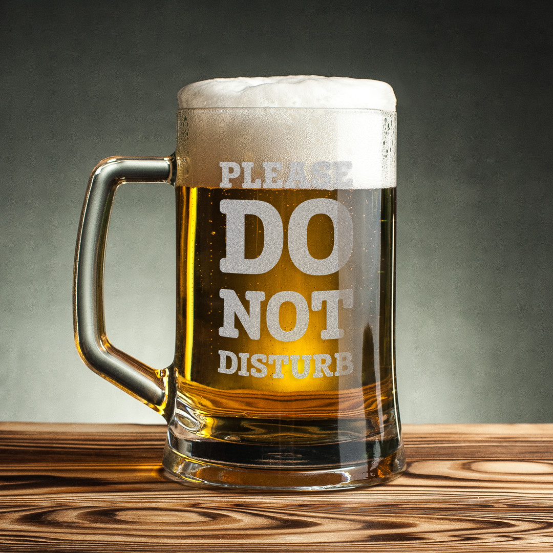 Кухоль для пива "Please do not disturb" з ручкою, англійська, Крафтова коробка