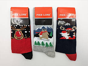 Чоловічі високі шкарпетки стильні новорічні Pier Lone високої посадки 41-45, 12 пар в упаковці