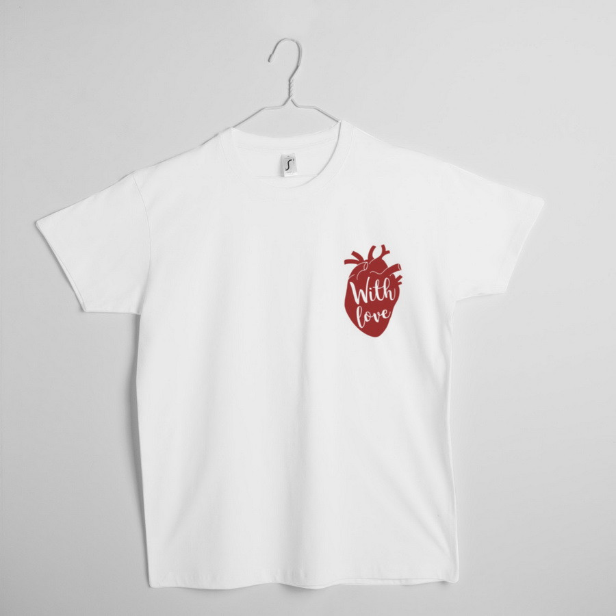 Футболка чоловіча "With love", Білий, L, White, англійська, фото 1