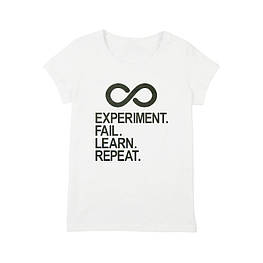 Футболка жіноча "Experiment Fail Learn Repeat", Білий, L, англійська