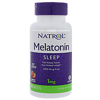 Мелатонин быстрого высвобождения Natrol, вкус клубники, Melatonin, 1 мг, 90 таблеток (11116) MD, код: 1535464