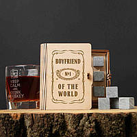 Камни для виски "Boyfriend №1 of the world" 6 штук в подарочной коробке, англійська aiw661