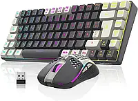 Беспроводная клавиатура и мышь RedThunder K84, аккумуляторная батарея с RGB-подсветкой, раскладка 75%