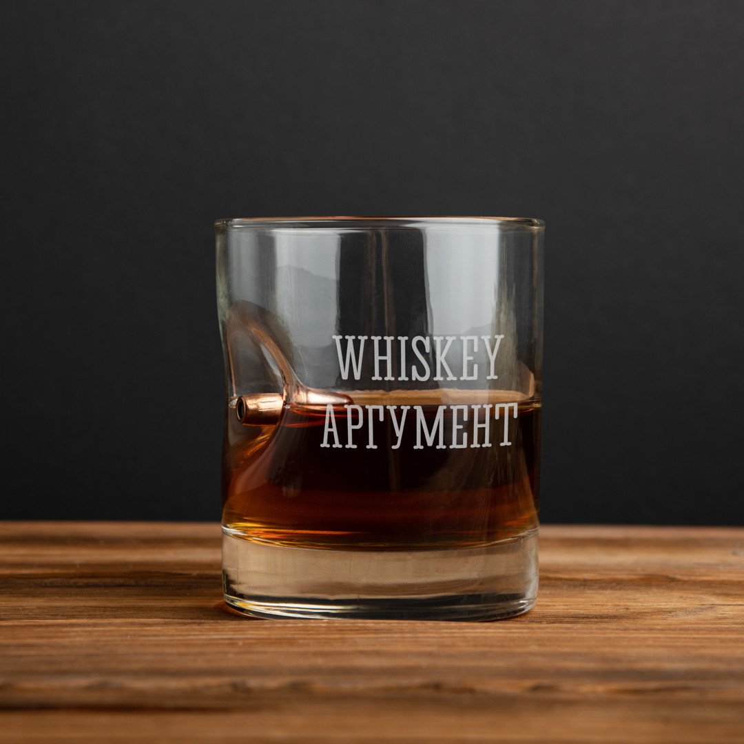 Склянка з кулею "WHISKEY АРГУМЕНТ" для віскі, Тубус зі шпону