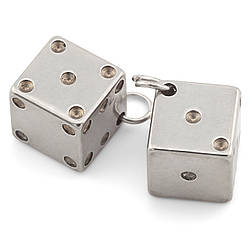 Кулон підвіска Кістка гральна нержавіюча сталь 1 шт. 8х8 мм Платина