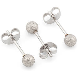 Сережки гвоздики Кулька з нержавіючої сталі 1 пара 4х14,7 мм Платина