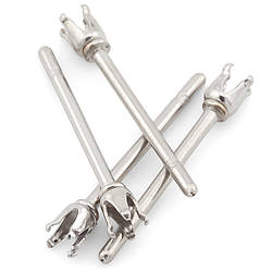 Основа для сережок Гвоздики цапи нержавіюча сталь 13,5х0,8 мм цапи 2 мм Платина 5 пар