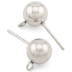 Основа для сережок гвоздики Кулька (8 мм) нержавіюча сталь 19х0,8 мм Платина 3 пари