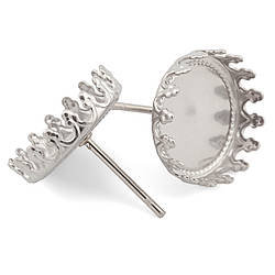 Основа для сережок Корона (12 мм) нержавіюча сталь 4 пари 13х14 мм Платина