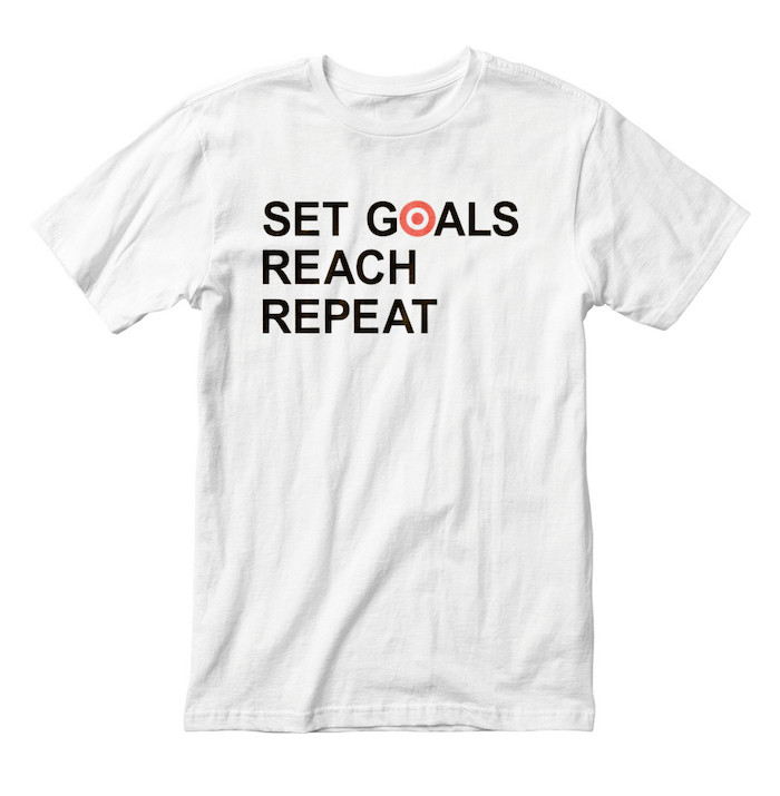 Футболка чоловіча "Set Goals Reach Repeat", Білий, L, White, англійська, фото 1