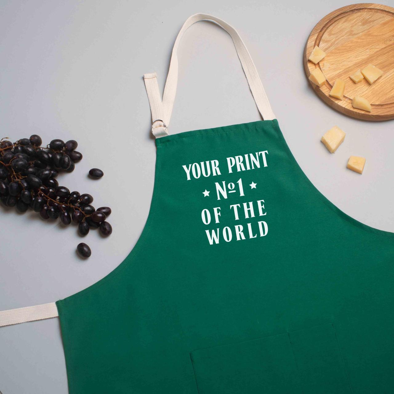 Фартух "№1 of the world" персоналізований, green-malachite, green-malachite, англійська, фото 1