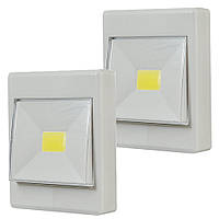 Комплект 2 шт Переносной LED светильник 3W с магнитом и липучкой COB Light Switch / Светодиодный мини ночник