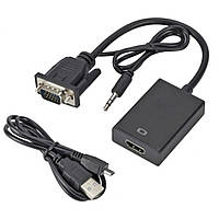 Адаптер переходник HDMI - VGA+AV copper Black