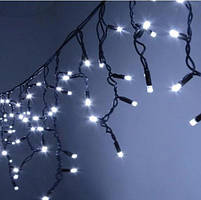 Гірлянда світлодіодна вулична "Бахрома" 140ламп (LED) чорний кабель (каучук), біла, біла тепла, синя, RGB