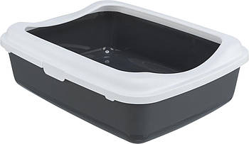 Туалет для котів із рамкою Trixie Classic 37*15*47 см сірий/білий
