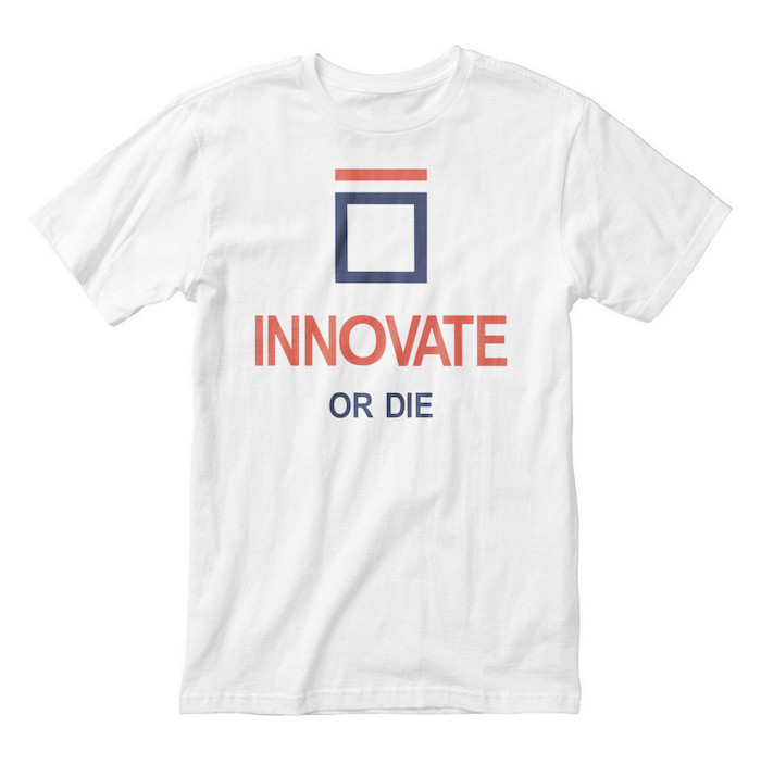 Футболка чоловіча "Innovate or Die", Білий, L, англійська
