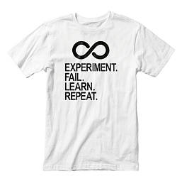 Футболка чоловіча "Experiment Fail Learn Repeat", Білий, L, англійська