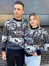 Новорічний светр "Будиночок" без горла Синій, фото 3