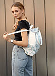 Жіночий рюкзак-сумка місткий білий з принтом з еко-шкіри (якісна матова штучна шкіра), фото 5