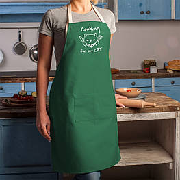 Фартух "Cooking for my cat", green-malachite, green-malachite, англійська