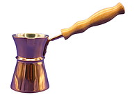 Турка для кофе ZH Афина Классическая, с деревянной ручкой, 70 мл, медная, цельная, для газовой плиты