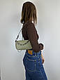 Шкіряна сумка клатч багет фактура страус С49-КТ-4233 Зелена, фото 5
