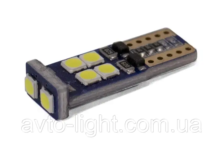 Світлодіодна лампа StarLight T10 10 (2+8) діодів 3030 12 V 1.5 WHITE/ мультиполярна/друкована плата
