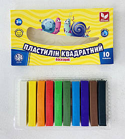 Пластилін восковий 10 кол. 190 гр. квадратний 303115006 У коробці Школярик