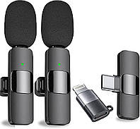 Бездротовий петличний мікрофон K9 Plug-and-play для мобільних телефонів Lightning та Type-C