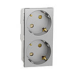 Подвійна розетка 45° із заземленням та шторками алюміній [NU306730A] PC Unica New Шнейдер Електрік