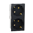 Подвійна розетка 45° із заземленням та шторками антрацит [NU306754A] PC Unica New Шнейдер Електрік