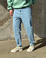 Мужские модные качественные джинсы МОМ голубые. Мужские джинсы свободного кроя
