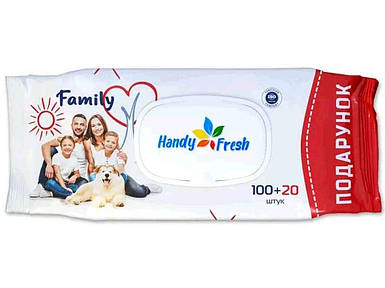 Вологі серветки 120шт клапан Famili (біла) ТМ Handy fresh
