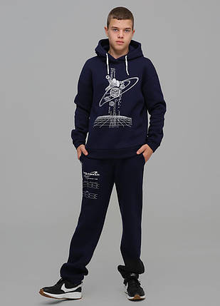 Костюм спортивний для хлопчика підлітка дитячий теплий тринитка з начосом Eliot Синій Tiaren, фото 1