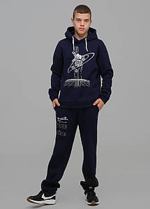 Костюм спортивний для хлопчика підлітка дитячий теплий тринитка з начосом Eliot Синій Tiaren