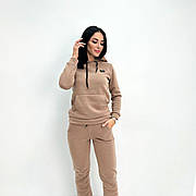 Якісний зимовий жіночий спортивний костюм зі штанами та худі однотонний жіночий спортивний костюм з начосом