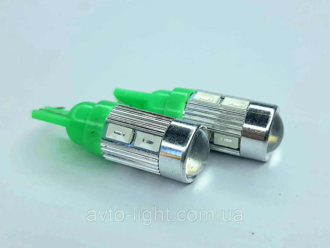 T10/W5W led Зелений (10SMD +лінза алюм корп)