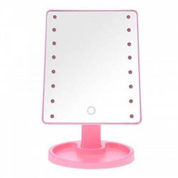 Косметичне настільне дзеркало для макіяжу з підсвіткою 16 LED Touch Mirror Рожеве