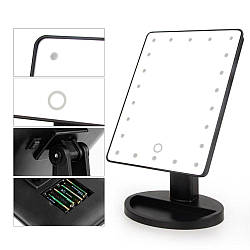 Косметичне настільне дзеркало для макіяжу з підсвіткою 16 LED Touch Mirror Чорне