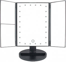 Косметичне складане дзеркало потрійне Led Mirror з LED-підсвіткою Black
