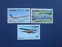 3 марки Куба 1974 транспорт авиация самолёты гаш