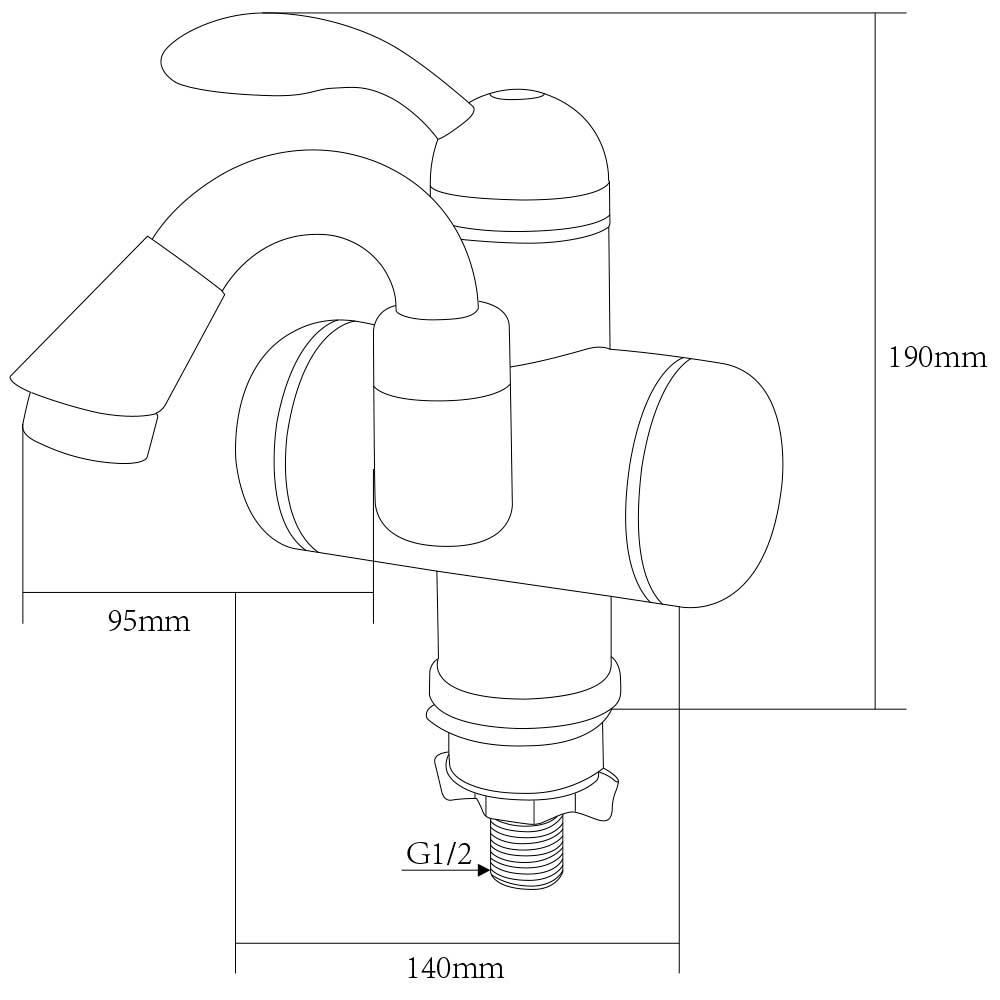 Кран-водонагрівач проточний LZ 3.0 кВт 0.4-5бар для раковини гусак вигнутий на гайці AQUATICA LZ-5A111W BF