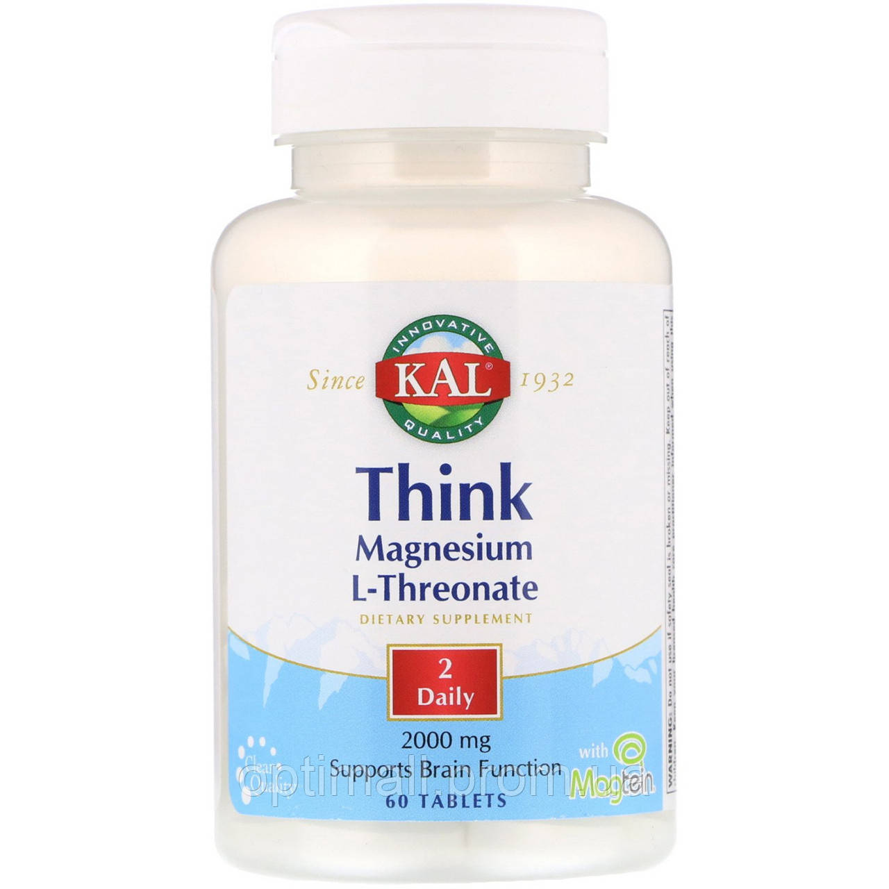 Магній L-треонат Magnesium L-Threonate KAL для мозку 2000 мг 60 ...